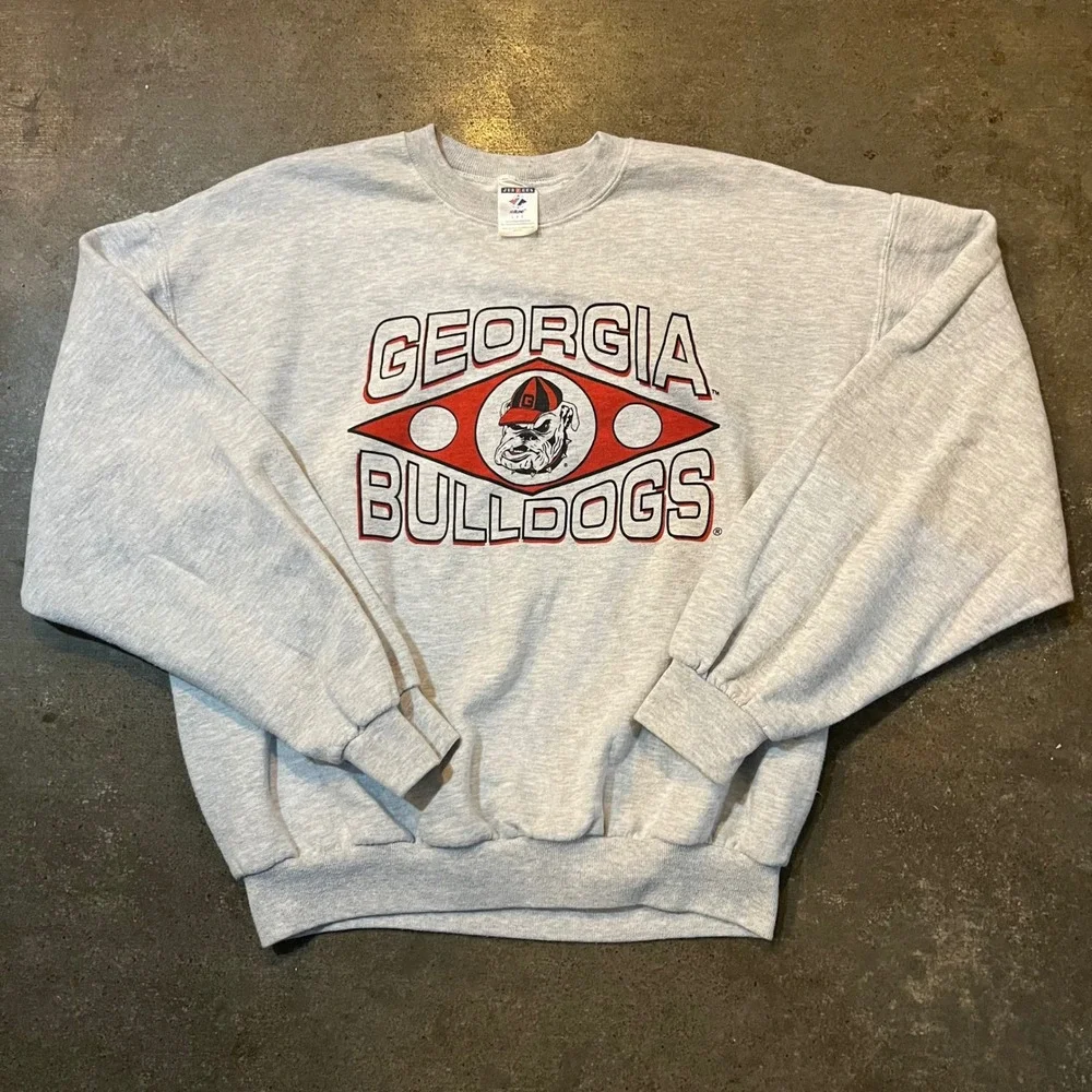 Vintage 90s Georgia Bulldogs Crewneck Men Large Gray Sweatshirt